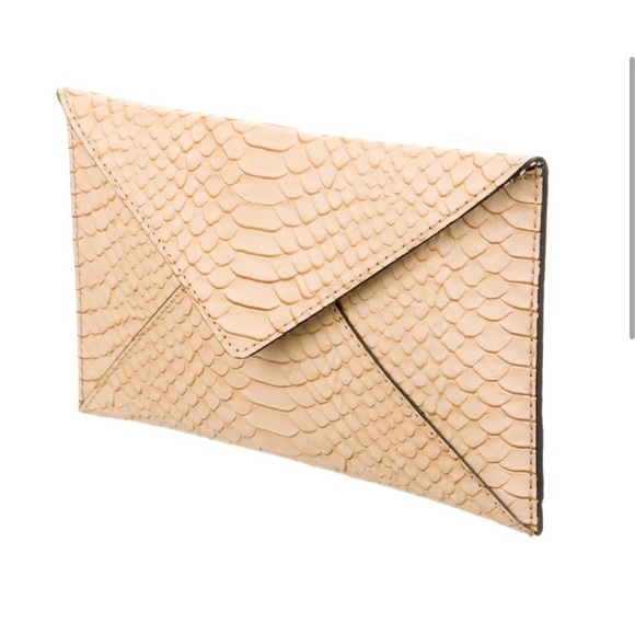 Loeffler Randall Python Envelope Clutch, Leather, Nude/Beige - Picture 1 of 11